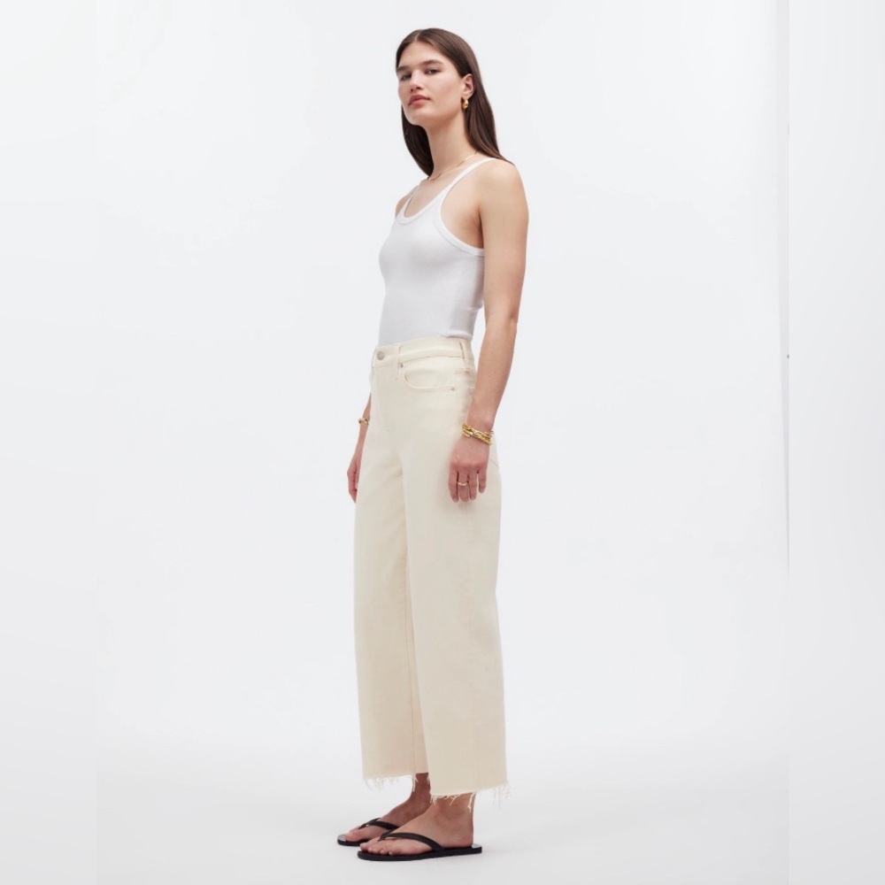 The Perfect Vintage Wide-Leg Crop Jean in Ecru/Vintage Canvas